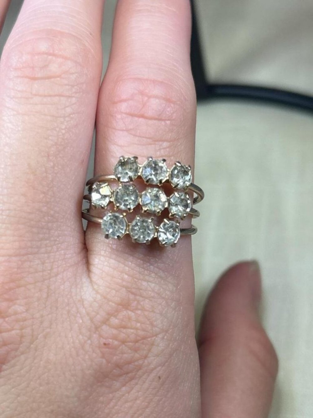 Silver ring with clear stones